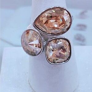 Swarovski Crystals in Golden Shadow rhodium plated size 7 BNIB gorgeous!